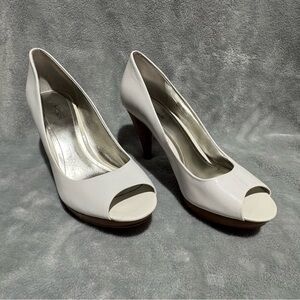 White Peep-Toe Heels